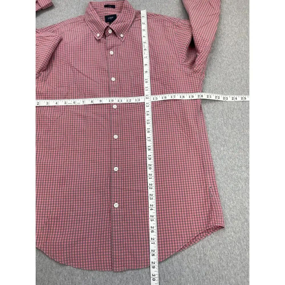 J Crew Shirt Mens Medium Gingham 100% Cotton Long Sleeve Slim Washed Button Down